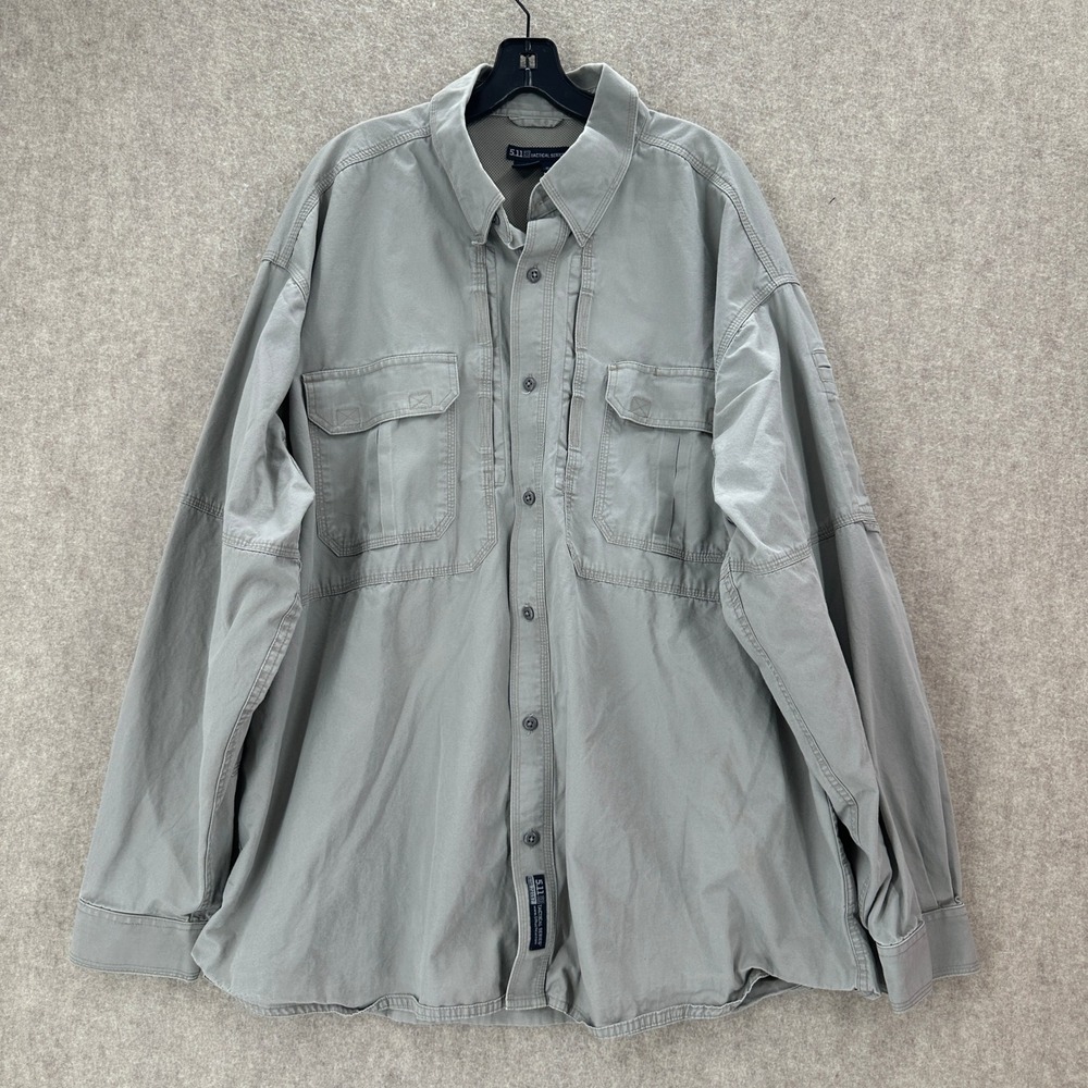 5.11 Tactical Series Men's Long Sleeve Button Up Shirt‎ Grey Size 2XL